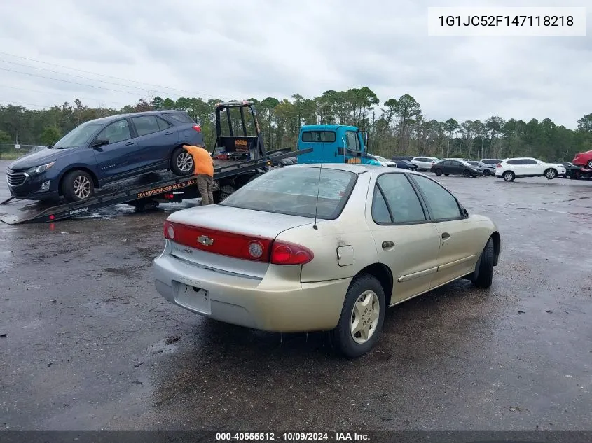 2004 Chevrolet Cavalier VIN: 1G1JC52F147118218 Lot: 40555512