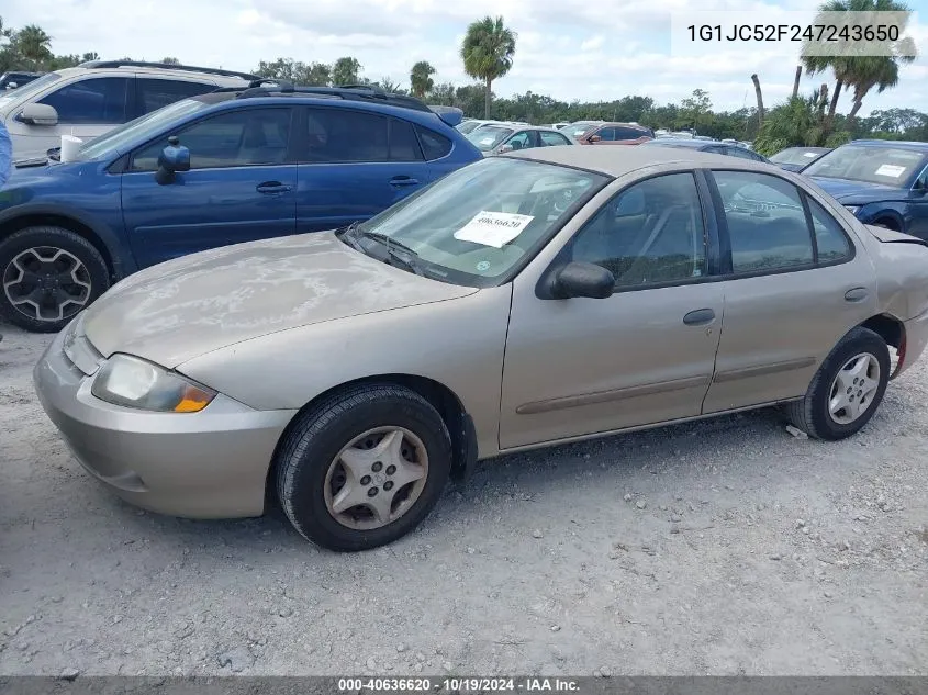 2004 Chevrolet Cavalier VIN: 1G1JC52F247243650 Lot: 40636620