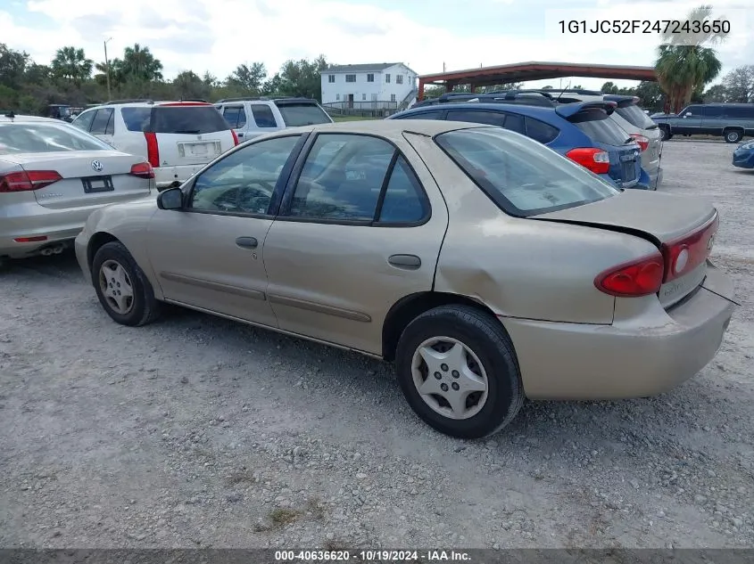 2004 Chevrolet Cavalier VIN: 1G1JC52F247243650 Lot: 40636620