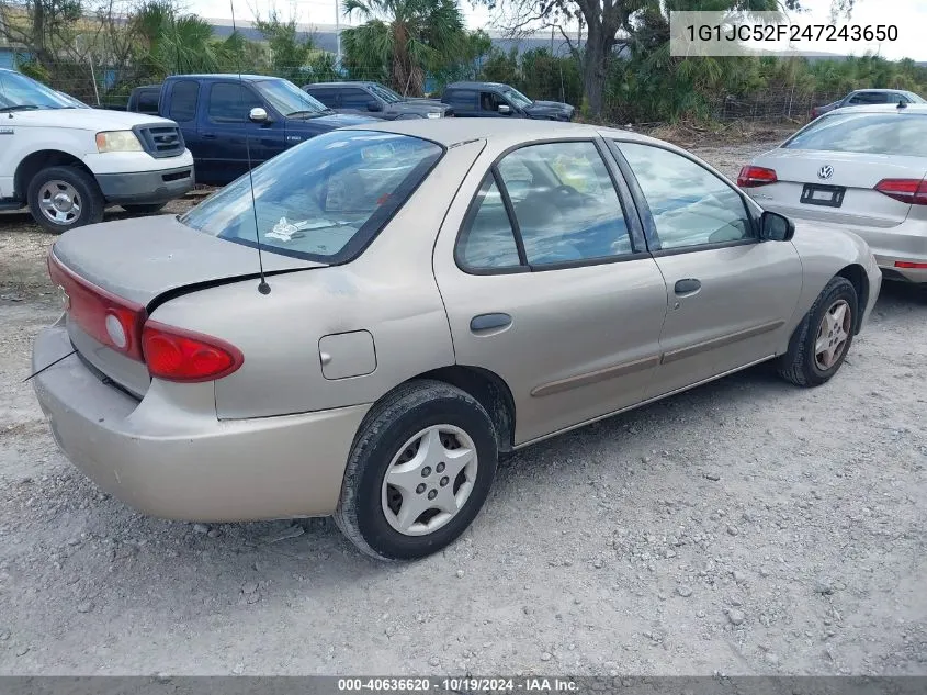 2004 Chevrolet Cavalier VIN: 1G1JC52F247243650 Lot: 40636620