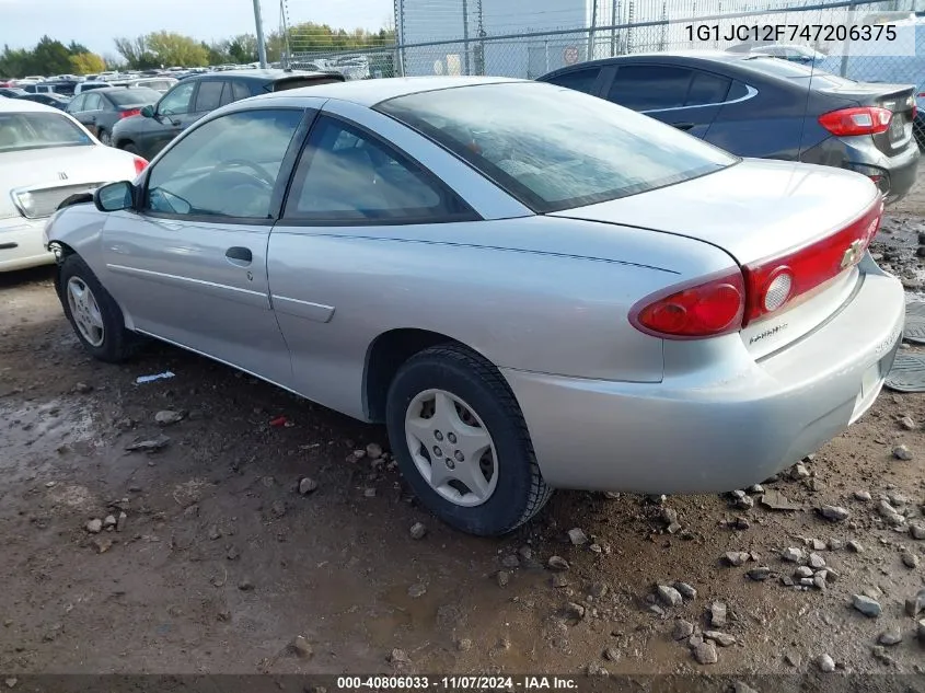 2004 Chevrolet Cavalier VIN: 1G1JC12F747206375 Lot: 40806033