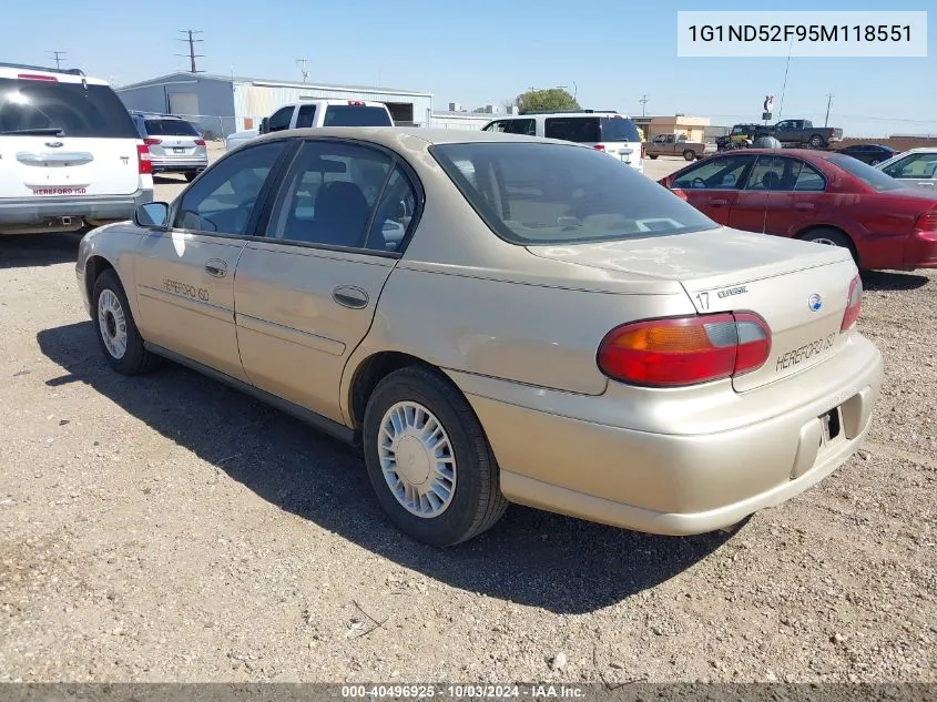 2005 Chevrolet Classic VIN: 1G1ND52F95M118551 Lot: 40496925