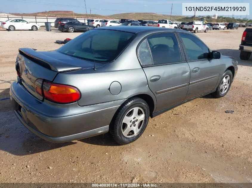 2005 Chevrolet Classic VIN: 1G1ND52F45M219920 Lot: 40830174