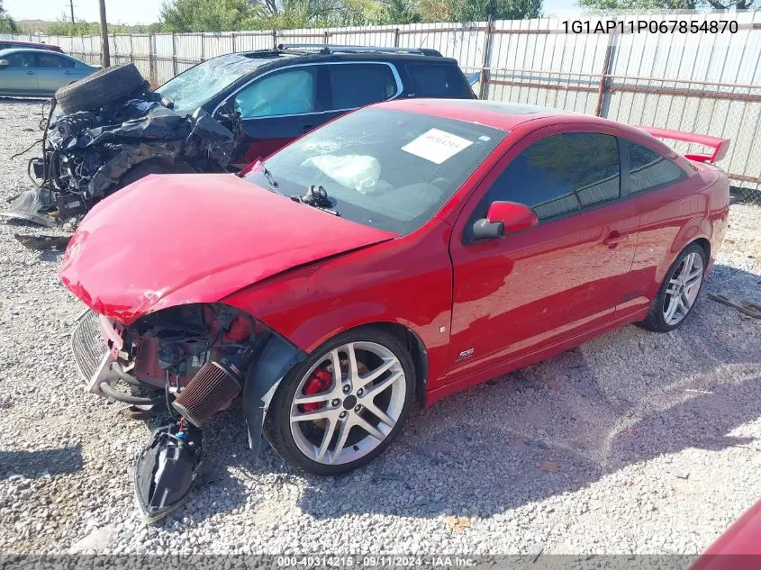 2006 Chevrolet Cobalt Ss Supercharged VIN: 1G1AP11P067854870 Lot: 40314215