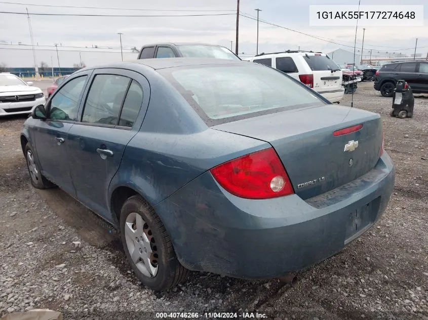 2007 Chevrolet Cobalt Ls VIN: 1G1AK55F177274648 Lot: 40746266