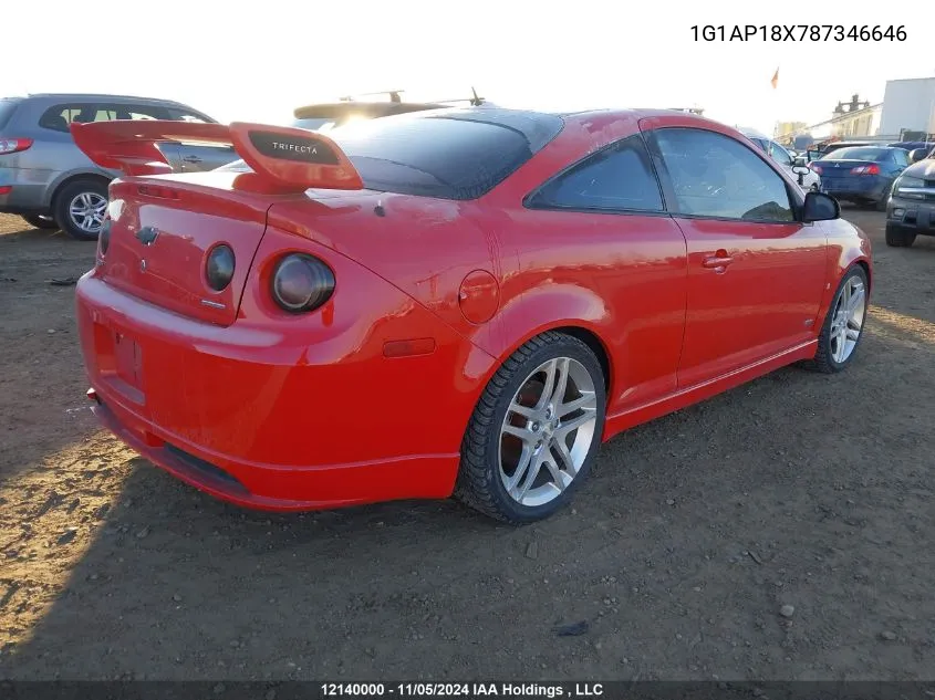 2008 Chevrolet Cobalt Ss VIN: 1G1AP18X787346646 Lot: 12140000