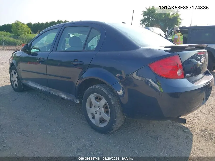 2008 Chevrolet Cobalt Ls VIN: 1G1AK58F887174835 Lot: 39694746