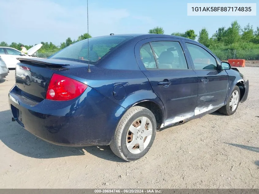 2008 Chevrolet Cobalt Ls VIN: 1G1AK58F887174835 Lot: 39694746