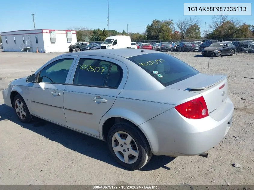 2008 Chevrolet Cobalt Ls VIN: 1G1AK58F987335113 Lot: 40675127