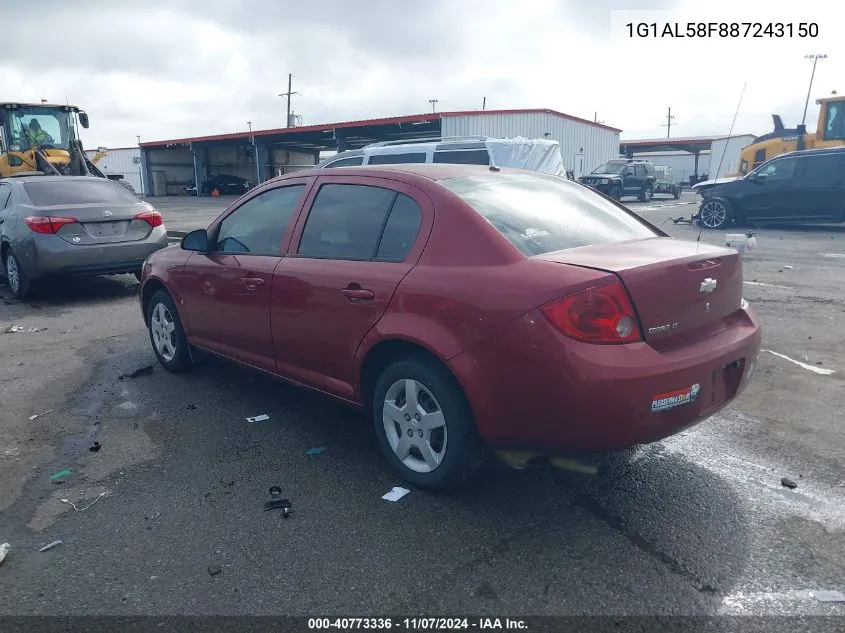 2008 Chevrolet Cobalt Lt VIN: 1G1AL58F887243150 Lot: 40773336