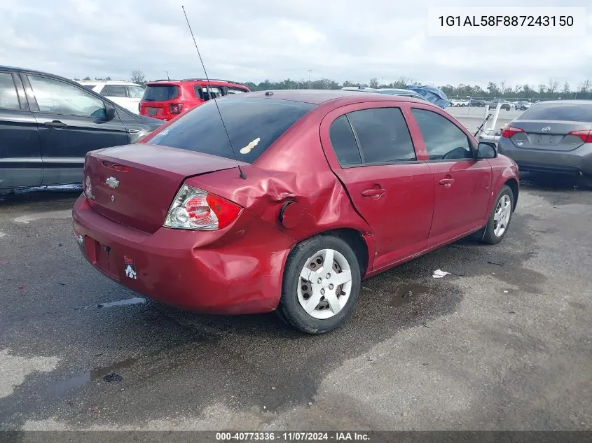 2008 Chevrolet Cobalt Lt VIN: 1G1AL58F887243150 Lot: 40773336