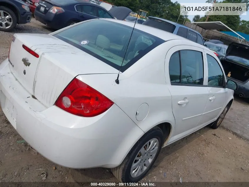 2010 Chevrolet Cobalt Lt VIN: 1G1AD5F51A7181846 Lot: 40329080