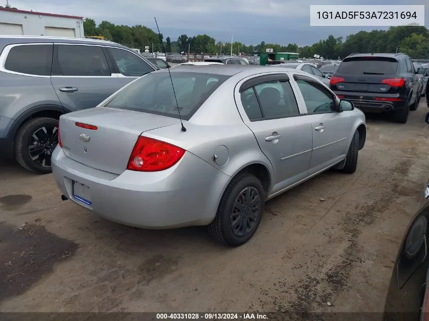 2010 Chevrolet Cobalt 1Lt VIN: 1G1AD5F53A7231694 Lot: 40331028