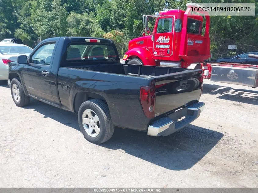 2004 Chevrolet Colorado VIN: 1GCCS148948206826 Lot: 39694975