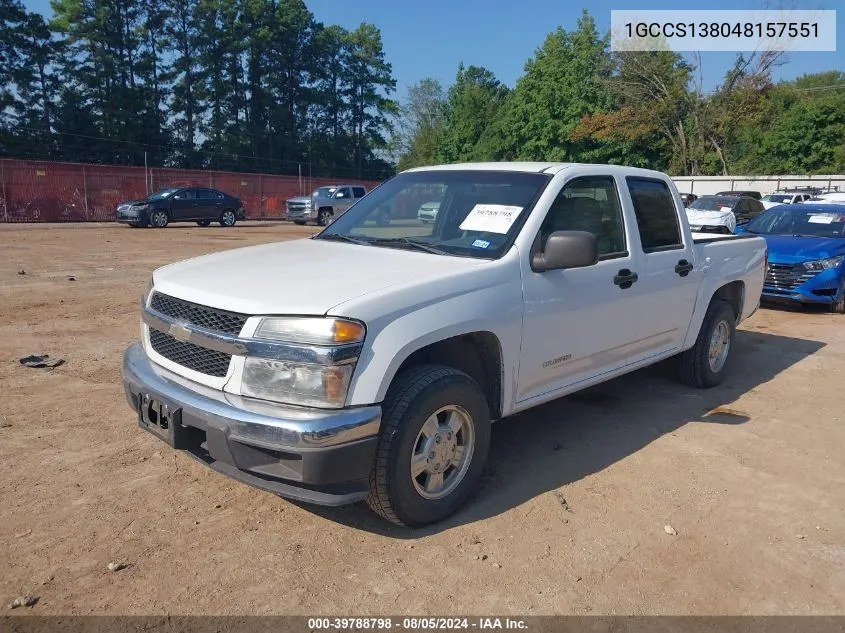 2004 Chevrolet Colorado Ls VIN: 1GCCS138048157551 Lot: 39788798