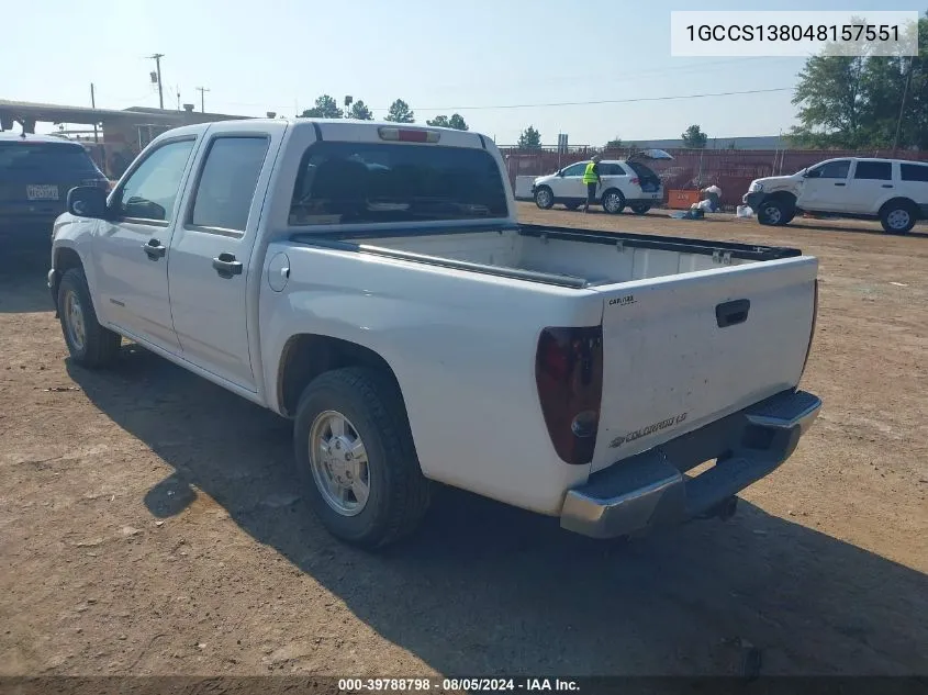 2004 Chevrolet Colorado Ls VIN: 1GCCS138048157551 Lot: 39788798