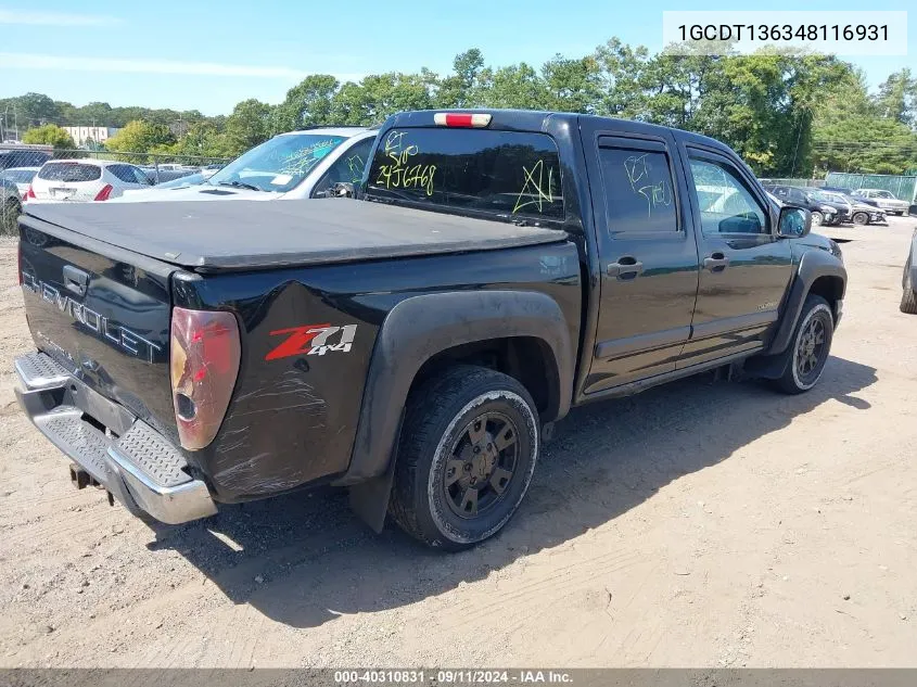 2004 Chevrolet Colorado Ls VIN: 1GCDT136348116931 Lot: 40310831