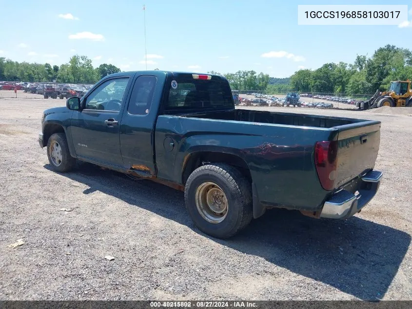 2005 Chevrolet Colorado Ls VIN: 1GCCS196858103017 Lot: 40215802