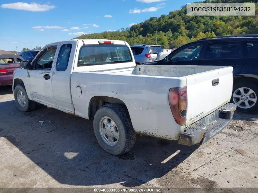 2005 Chevrolet Colorado VIN: 1GCCS198358194232 Lot: 40503355