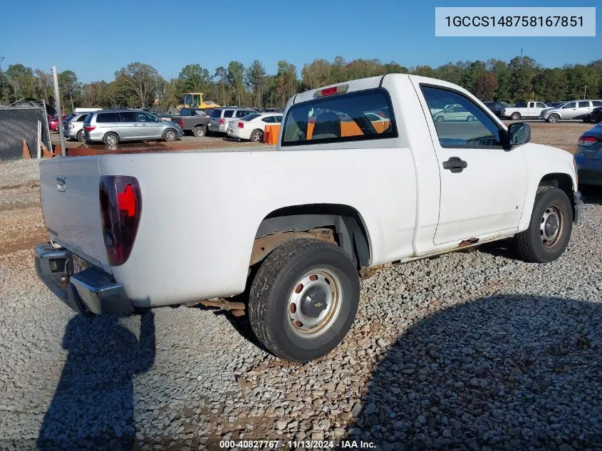 2005 Chevrolet Colorado VIN: 1GCCS148758167851 Lot: 40827767