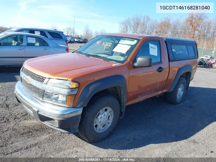 2006 Chevrolet Colorado Lt VIN: 1GCDT146168281040 Lot: 40868261