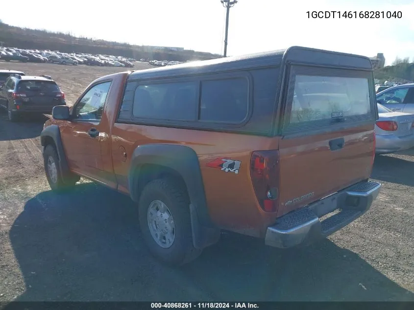 2006 Chevrolet Colorado Lt VIN: 1GCDT146168281040 Lot: 40868261