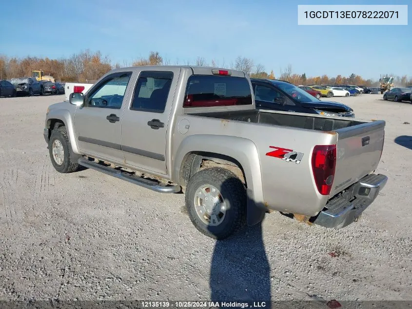 2007 Chevrolet Colorado VIN: 1GCDT13E078222071 Lot: 12135139