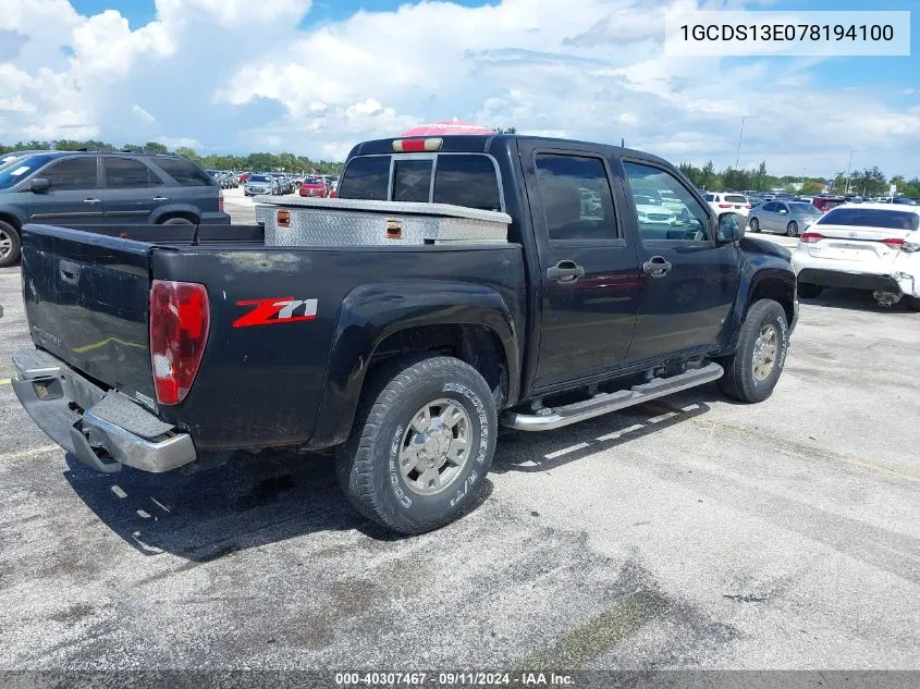 2007 Chevrolet Colorado Lt VIN: 1GCDS13E078194100 Lot: 40307467