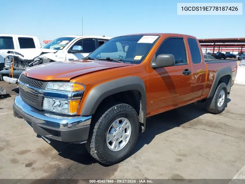 2007 Chevrolet Colorado Lt VIN: 1GCDS19E778187426 Lot: 40457968