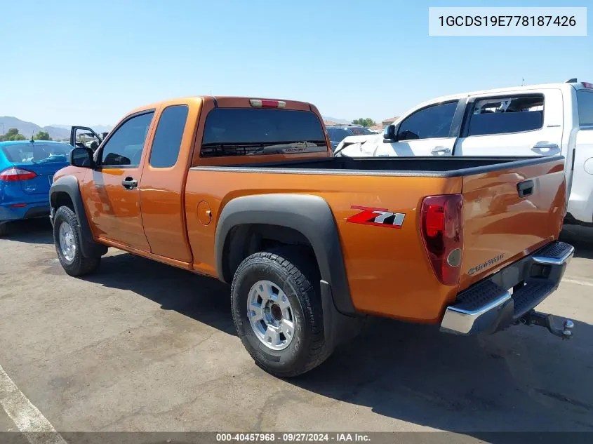 2007 Chevrolet Colorado Lt VIN: 1GCDS19E778187426 Lot: 40457968