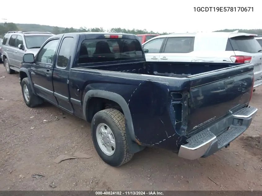 2007 Chevrolet Colorado Lt VIN: 1GCDT19E578170671 Lot: 40824182