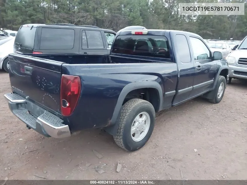 2007 Chevrolet Colorado Lt VIN: 1GCDT19E578170671 Lot: 40824182