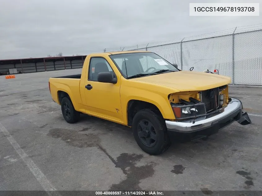 2007 Chevrolet Colorado Work Truck VIN: 1GCCS149678193708 Lot: 40869597