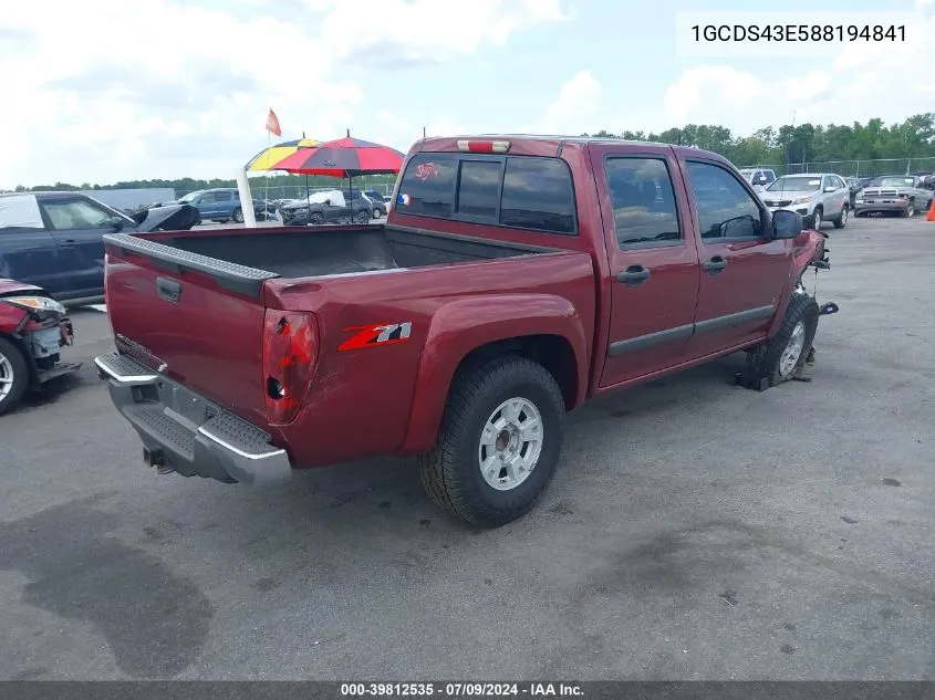 2008 Chevrolet Colorado Lt VIN: 1GCDS43E588194841 Lot: 39812535