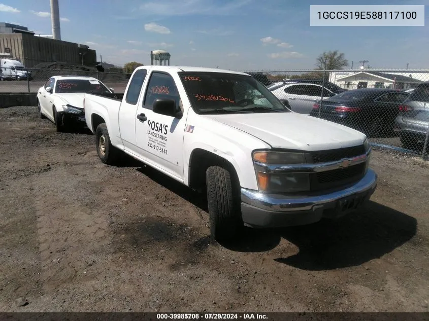 2008 Chevrolet Colorado Work Truck VIN: 1GCCS19E588117100 Lot: 39985708