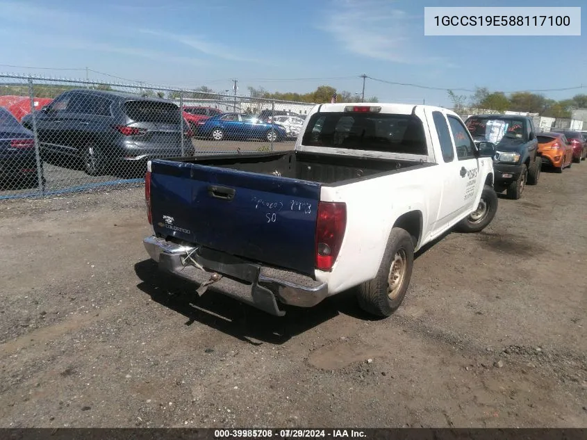 2008 Chevrolet Colorado Work Truck VIN: 1GCCS19E588117100 Lot: 39985708