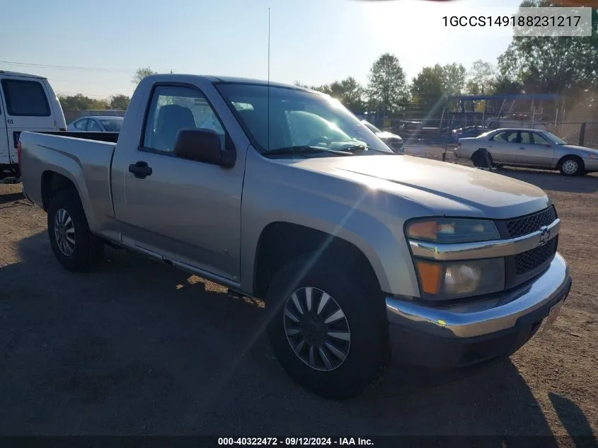 2008 Chevrolet Colorado Work Truck VIN: 1GCCS149188231217 Lot: 40322472