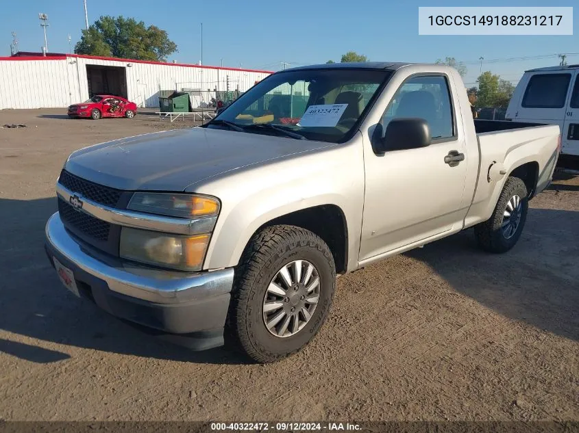 2008 Chevrolet Colorado Work Truck VIN: 1GCCS149188231217 Lot: 40322472