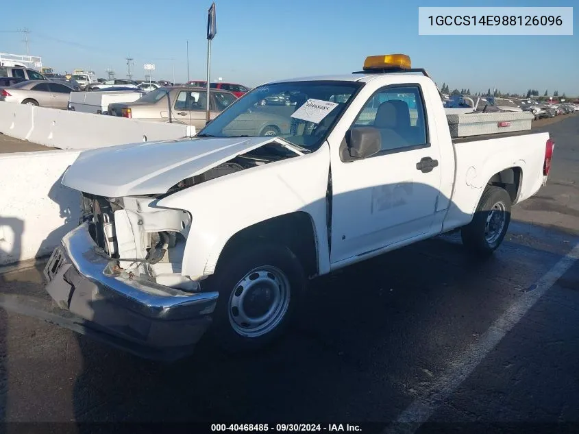 2008 Chevrolet Colorado Work Truck VIN: 1GCCS14E988126096 Lot: 40468485