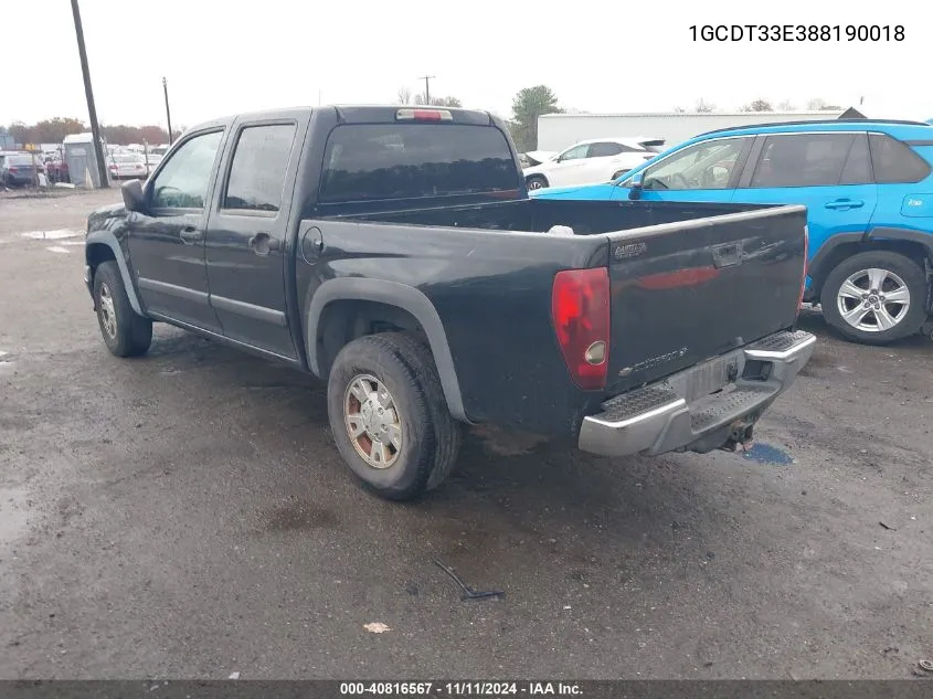 2008 Chevrolet Colorado Lt VIN: 1GCDT33E388190018 Lot: 40816567