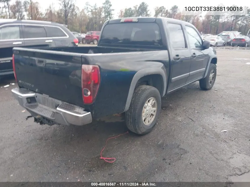 2008 Chevrolet Colorado Lt VIN: 1GCDT33E388190018 Lot: 40816567