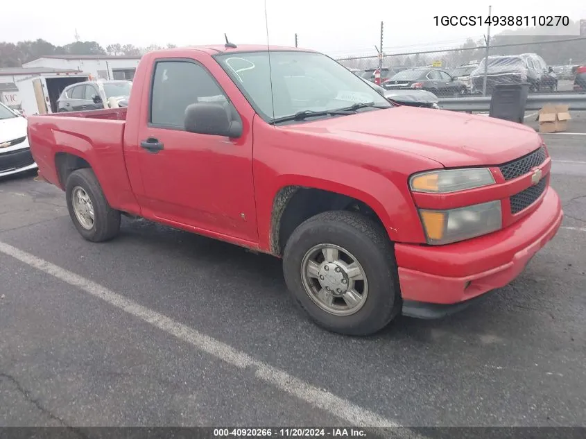 2008 Chevrolet Colorado Ls VIN: 1GCCS149388110270 Lot: 40920266