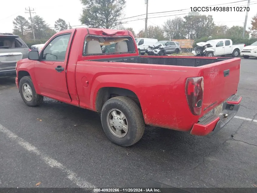 2008 Chevrolet Colorado Ls VIN: 1GCCS149388110270 Lot: 40920266