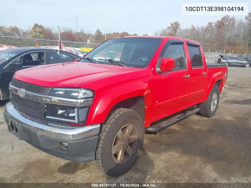 2009 Chevrolet Colorado Lt VIN: 1GCDT13E398104194 Lot: 40751127