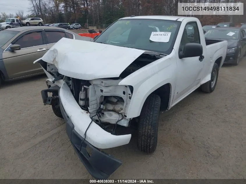 2009 Chevrolet Colorado Work Truck VIN: 1GCCS149498111834 Lot: 40838303