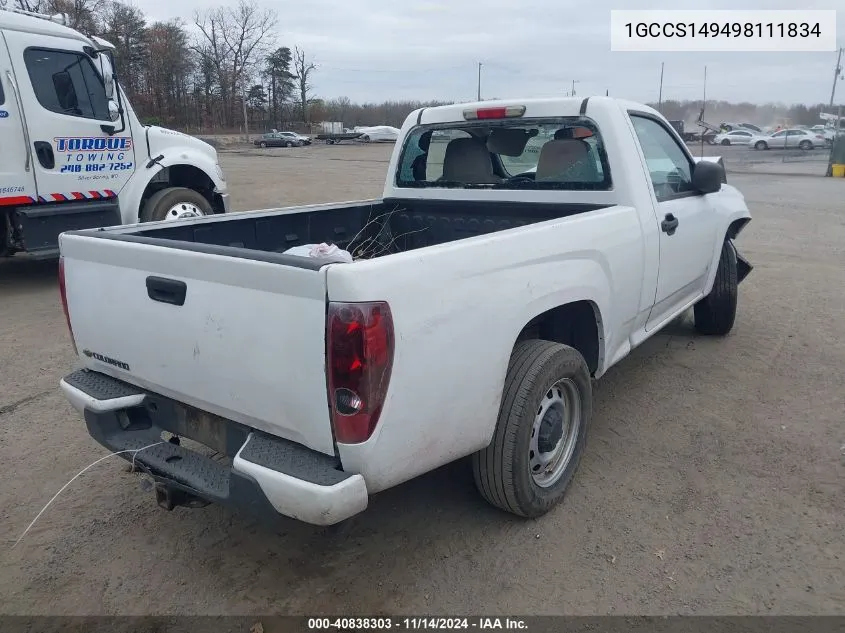 2009 Chevrolet Colorado Work Truck VIN: 1GCCS149498111834 Lot: 40838303