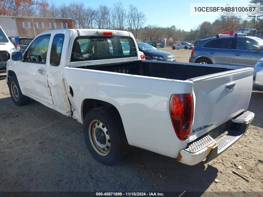 2011 Chevrolet Colorado Work Truck VIN: 1GCESBF94B8100687 Lot: 40871699