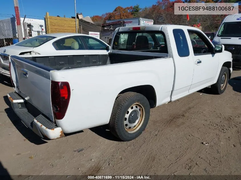 2011 Chevrolet Colorado Work Truck VIN: 1GCESBF94B8100687 Lot: 40871699