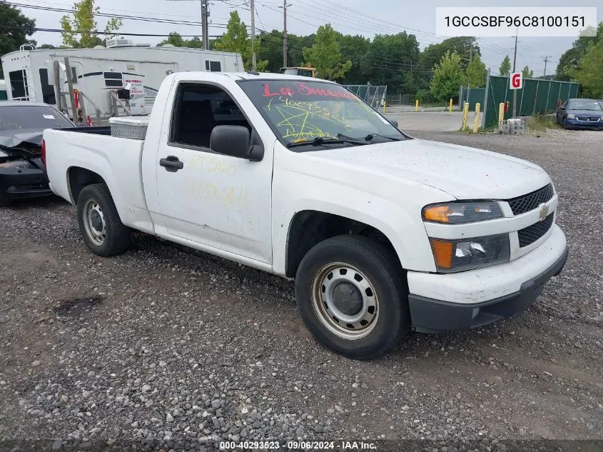 2012 Chevrolet Colorado Work Truck VIN: 1GCCSBF96C8100151 Lot: 40293523