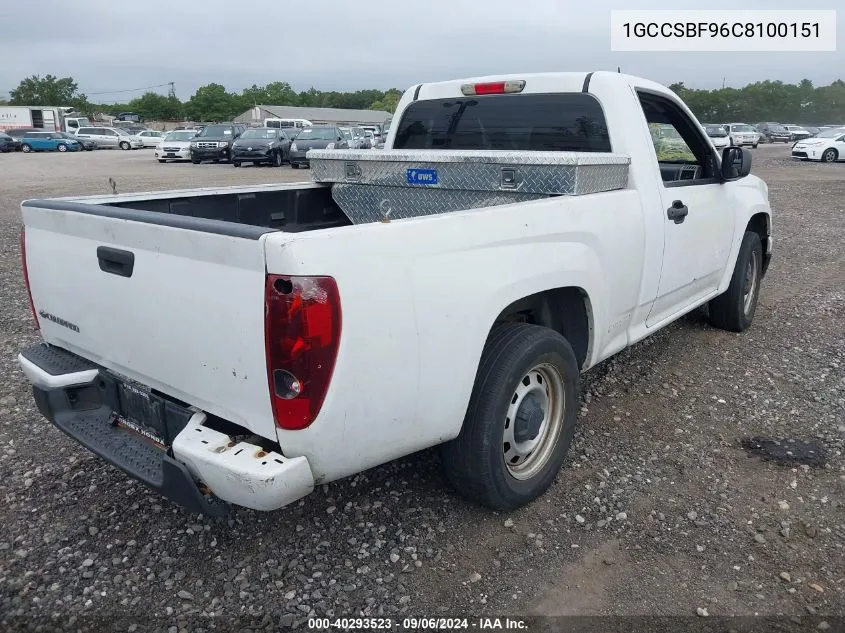 2012 Chevrolet Colorado Work Truck VIN: 1GCCSBF96C8100151 Lot: 40293523